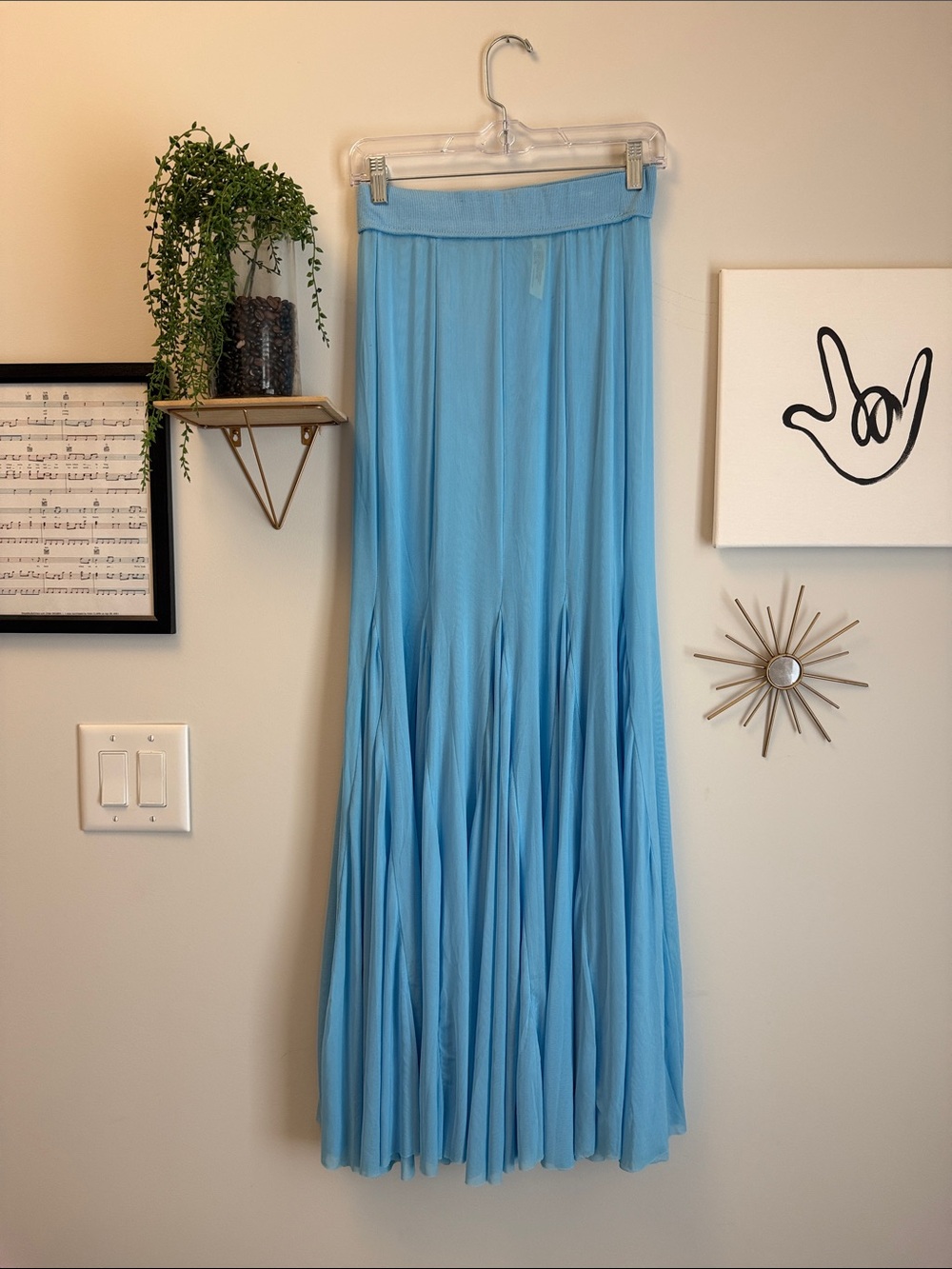 Light Blue Sheer Womens Maxi Skirt